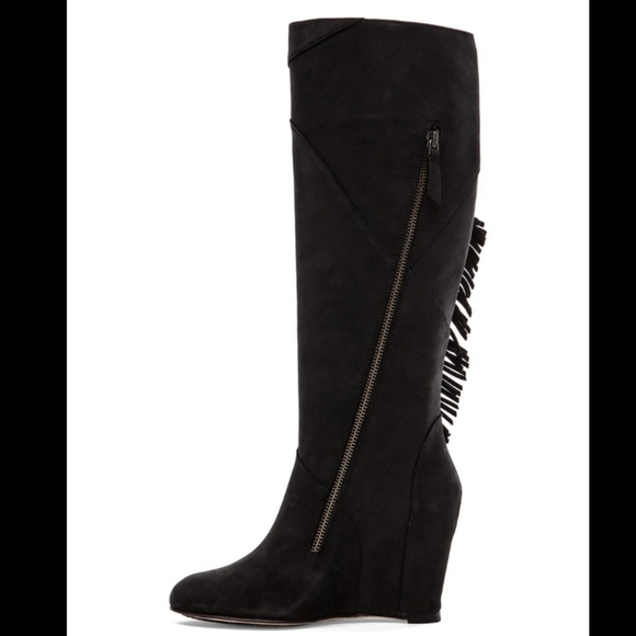 KOOLABURRA by UGG Paradis Fringe Black Suede Tall Riding Boots Size 9 - Picture 7 of 11